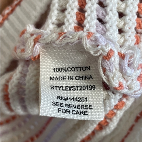 Jessica Simpson Women’s Crochet Knit Striped Cropped Button-Up Cardigan Sweater - Picture 7 of 7